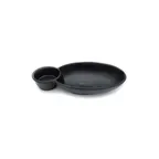 image of GET JWC1408-B Elite Solutions Chip & Dip Bowl, 10" x 5-1/2" x 2-1/8"H, 2-Compartment, Melamine, Black