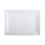 image of GET M812RC-W Elite Solutions Serving Platter, 12"L x 8-1/4"W x 1-1/8"H, Rectangular, Melamine, White