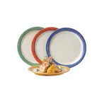 image of GET NP-9-TTM Plate 9" Round Narrow Rim Melamine Break‑Resist (Yellow/Orange/Blue/Green) - Dozen