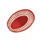 image of GET OB-938-R Clipper Bread Bun Basket, 9-1/2" x 6" x 2" Deep, Oval, Red, Polypropylene - 1 Dozen