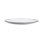 image of GET OP-1291-W/BK Melamine Dinner Plate, 12¼" x 9" Oval, White/Black Trim - Dozen