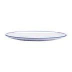 image of GET OP-1291-W/CB Melamine Plate, 12-1/4" x 9" Oval, White with Blue Trim, NSF, BPA‑Free - 1 Dozen