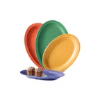 image of GET OP-612-MIX Platter, 11-3/4" x 8-1/4" Oval Melamine, Dishwasher Safe, Mardi Gras Colors - Dozen