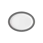 image of GET OP-950-X Platter, 9-3/4" x 7-1/4" Oval Melamine, White With Black Checkerboard Rim - 1 Dozen