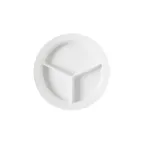 image of GET P-1530-W Supermel Plate, 9" Dia x 3/4" H, White Polycarbonate, 3‑Compartment - 1 Dozen