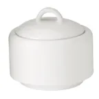 image of GET PA1101708712 Sugar Bowl, 8.5 Oz., 4" Dia., Rolled Edge, With Lid, Porcelain White - Dozen