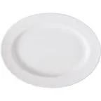image of GET PA1101907612 Oval Porcelain Platter 10" x 7-1/2" Narrow Rim/Rolled Edge White - 1 Dozen