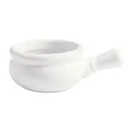 image of GET PA1101908812 Onion Soup Bowl, 7" 10.7 Oz White Porcelain Rolled Edge, Corona, Handle - Dozen