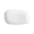 image of GET PA1101929524 Oblong Porcelain Plate, 9.75" x 5.75", White Rolled Edge, Safe to 380°F - Dozen