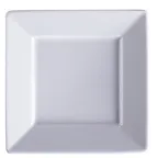 image of GET PA1101972024 9" Square Porcelain Plate, Rolled Edge, Scratch-Res, White Microwave Safe - 1 Dozen