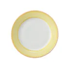 image of GET PA1600901424 China Plate 6-1/2" Porcelain, Rolled Orange Edge Yellow Scratch MW Safe - 1 Dozen