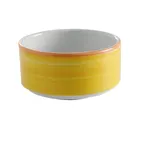 image of GET PA1600905124 Soup Cup – 11 oz, 4" Porcelain, Orange Edge, Microwave Safe, Stackable - Dozen