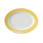 image of GET PA1600907712 Oval Porcelain Platter 12" x 9" Rolled Edge Orange Corona Calypso Yellow - Dozen
