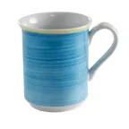 image of GET PA1601606124 11 oz (5" Dia) Porc Mug, Scr-Res, Mic/DW, Oven 380, Yel Edge-Cor/Cal/Blue - 1 Dozen