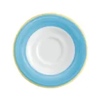 image of GET PA1601900324 Saucer, 6-1/2" Dia., Round, Scratch/Chip-Resistant Porcelain, Yellow Edge - 1 Dozen