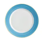 image of GET PA1601902324 9" Porcelain Plate, Yellow Edge Scratch/Chip, Dishwasher/Oven Safe to 380°F– Dozen