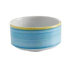image of GET PA1601905124 Soup Cup, 11 oz (4" Dia) Porcelain, Yellow Edge, No Handle, Stackable - 1 Dozen