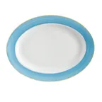 image of GET PA1601907612 Porcelain Platter, 10" x 7-1/2", Yellow/Blue Rolled Edge, Safe to 380°F - 1 Dozen