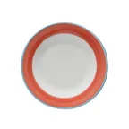 image of GET PA1602901424 6-1/2" Porcelain Plate Round Rolled Blue Edge Microwave/Oven Safe 380°F - 1 Dozen