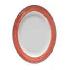 image of GET PA1602907612 Porcelain Platter, 10" x 7-1/2", Rolled Edge, Blue, Corona/Calypso/Coral - 1 Dozen