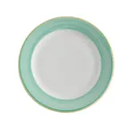 image of GET PA1603901524 7-1/4" Porcelain Plate, Yellow Edge, Scratch‑Resist, MW/DW 380°F - 1 Dozen