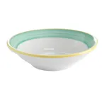 image of GET PA1603903224 7" Round Porcelain Bowl, 15.5 Oz, Scratch/Chip Resistant, Yellow Edge - Dozen