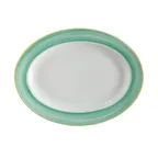 image of GET PA1603907612 Porcelain Platter 10" x 7.5", Rolled Rim, Microwave Safe, Yellow Edge - Dozen