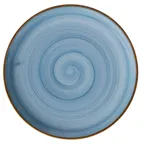 image of GET PA1604712324 9" Porcelain Plate, Blue Corona, Coupe Rim Rolled MW/DW Safe Oven 380°F - Dozen