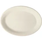 image of GET PP1100737624 Oval Platter, 7-1/2" x 5" Porcelain White Rimmed Rolled Edge Microwave Safe-1 Dozen