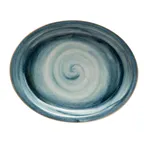 image of GET PP1604807712 - Oval Porcelain Platter 11-3/4" X 9-2/3", Blue, Narrow Rim, Rolled Edge - Dozen