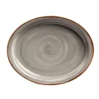 image of GET PP1607807712 Oval Porcelain Platter 11.75" x 9-2/3" Grey, Narrow Rolled Rim Oven Safe - Dozen