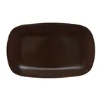 image of GET PP1942917612 Rectangular Porcelain Tray 13-2/5" x 8-1/4" Dark Brown Reactive Glaze - 1 Dozen