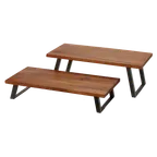 image of GET RISER-6-W Riser, 15-4/5" L x 8-3/10" W x 6" H, Walnut Top, Metal Legs, 5"-8" Height, Brown