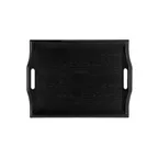 image of GET RST-1815-1-BK Room Service Tray, 19" x 14-1/4", Plastic Wood Look, Black, Dishwasher Safe