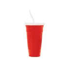 image of GET SC-32-SET-R Red 32oz Polypropylene Tumbler Set, 4.6" Dia × 7.7" H, Lid & Straw, Set
