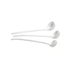 image of GET SD013MW Bugambilia Fiji Ladle - 3 oz, 13.78" Length, White Resin-Coated Aluminum, Marble