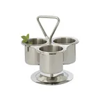 image of GET SSLS-01 Clipper Mill Lazy Susan, 10" x 10" Stainless Steel, Silver, 3‑Ring Compartments