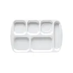 image of GET TR-151-BK School Cafeteria Tray, 15½" x 9⅞", 6 Compartments, Melamine, Black - 1 Dozen