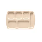 image of GET TR-151-T - 15-1/2" x 9-7/8" Melamine Tray Tan, Rectangular, 6 RH Compartments, NSF - 1 Dozen