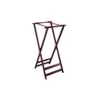 image of GET TSW-105 Tray Stand – 38" High Mahogany Hardwood Construction, Brown Frame And Brown Strap