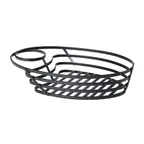 image of GET WB-1060-MG Fuse Food Serving Basket, Oval, 9-3/4" x 6-3/4" x 2-1/4", Metal Gray