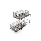 image of GET WB-309-MG Sliding Shelf Basket 2-Tier 13-7/10" x 7-3/10" x 10" H, Powder-Coated Iron Grey