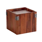 image of GET WB-959-W Dispenser Riser, 9-1/2" x 9-1/2" x 8" H Square, Walnut Wood, Brown, Brackets for DISP-3