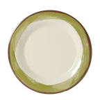 image of GET WP-10-DI-KNG Diamond Ivory Plate, 10.5" Dia Round Wide Rim, Melamine, Kanello Green - Dozen