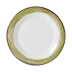 image of GET WP-10-DW-KNG Diamond White Plate, 10.5" Dia Round Wide Rim, Melamine, Kanello Green - Dozen