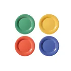 image of GET WP-12-MIX Mardi Gras™ Plate, 12" Dia., Round Rim, Melamine, Mardi Gras Color Mix - 1 Dozen