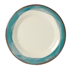 image of GET WP-7-DI-KNB Diamond Ivory™ Plate, 7-1/2" Round Wide Rim Melamine, Kanello Blue - 1 Dozen