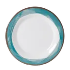 image of GET WP-7-DW-KNB - Diamond White 7.5" Round Wide‑Rim Melamine Plate in Kanello Blue - Dozen