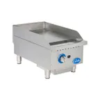 image of Globe GG15G 15" Countertop Gas Griddle, Manual Controls, 1" Steel Plate, 30.000 BTU