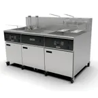 image of Giles EOF-20/FFLT/24 Multiple Battery Electric Fryer w/ (2) 155-Lb. & (1) 170-Lb. Vat, Auto Basket Lift